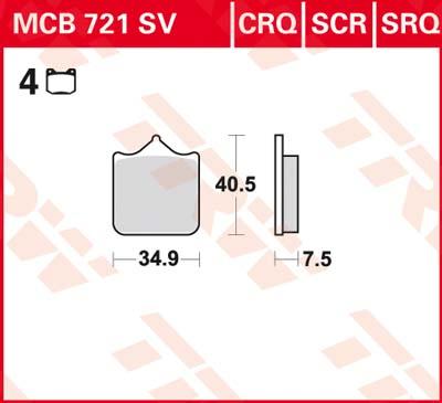 TRW Remblokken, en remschoenen voor de moto, MCB721SV Sinter street