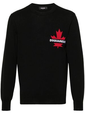 DSQUARED2 pull en laine à logo intarsia - Noir