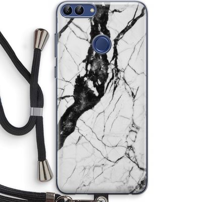 Witte marmer 2: Huawei P Smart (2018) Transparant Hoesje met koord