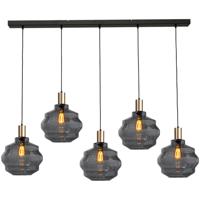 Masterlight 5-lichts hanglamp - goud -Porto met Ball smoke glazen - Ø 30cm - 2711-05-02-130-5-4 Masterlight 5-lichts hanglamp - goud -Porto met Ball smoke glazen - Ø 30cm - 2711-05-02-130-5-4