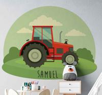 Stickers speelgoed Naam en kleine tractor