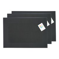 Placemats Hampton - 6x - zwart - PVC - 30 x 45 cm