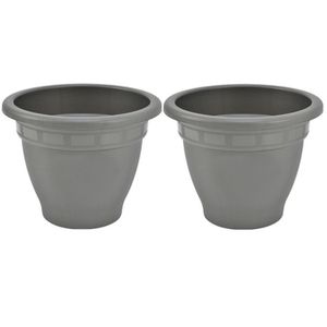 5x stuks grijze ronde plantenpot/bloempot Redonda 30 cm kunststof
