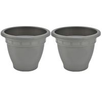 5x stuks grijze ronde plantenpot/bloempot Redonda 30 cm kunststof