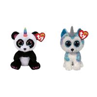 Ty - Knuffel - Beanie Boo's - Paris Panda & Helena Husky - thumbnail