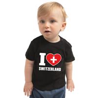 I love Switzerland t-shirt Zwitserland zwart voor babys - thumbnail