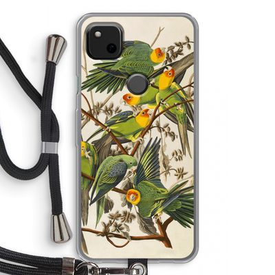 Carolinaparkiet: Pixel 4a Transparant Hoesje met koord