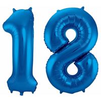 Cijfer ballon 18 jaar blauw