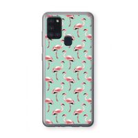 Flamingoprint groen: Samsung Galaxy A21s Transparant Hoesje