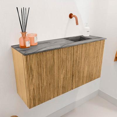 Toiletmeubel Mondiaz Joya Dlux | 80 cm | Meubelkleur Oak | Faye wastafel Sombra Wasbak Rechts | Zonder kraangat(en)