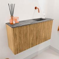 Toiletmeubel Mondiaz Joya Dlux | 80 cm | Meubelkleur Oak | Faye wastafel Sombra Wasbak Rechts | Zonder kraangat(en)
