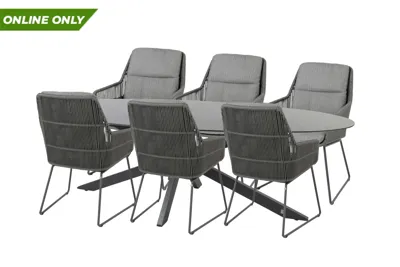 Privada eettafel 240 X 107 cm met 6 Valencia dining stoelen