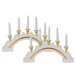 Kaarsenbruggen - 2x stuks - LED verlichting - wit/goud - 37 cm