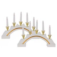 Kaarsenbruggen - 2x stuks - LED verlichting - wit/goud - 37 cm - thumbnail