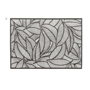 Placemat Nissa - 12x - zwart blad motief - 30 x 45 cm - onderlegger