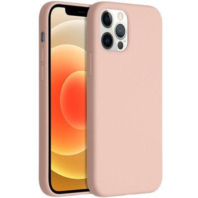 AccezzLiquid Silicone voor Apple iPhone 12 (Pro) Telefoonhoesje Roze
