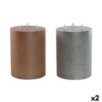 Kaars LED DKD Home Decor Gouden Zilverkleurig 15 x 15 x 20 cm (AA) (2 Stuks)