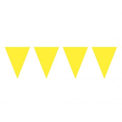 Party Vlaggenlijn puntvlaggetjes - kunststof - geel - 10 meter - Slinger - versiering