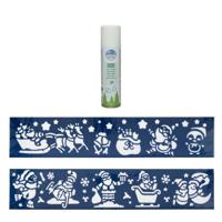 Kerst sfeer raamsjablonen met ECO spuitsneeuw - 9x stuks - 24 x 60 cm - raamdecoratie