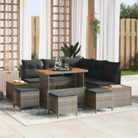 Tuinbankenset 9 pcs Grijs poly rattan