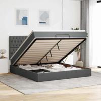 Ottoman bed met matras en LED's 180x200cm stof donkergrijs