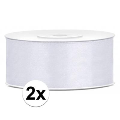 Sierlint satijn - 2x rollen - Ivoor wit - 2.5 cm/25 mm x 25 meter - Cadeaulint satijnlint/sierlinten Sierlint satijn - 2x rollen - Ivoor wit - 2.5 cm/25 mm x 25 meter - Cadeaulint satijnlint/sierlinten
