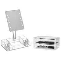 Make-up organizer set vakjes en lades 19 x 9 cm en een LED spiegel - thumbnail