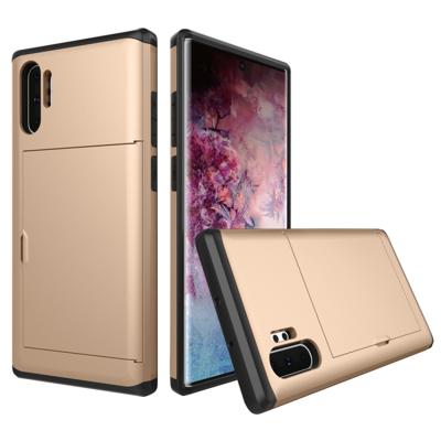 Schokbestendig robuuste Armor beschermende case met kaartsleuf voor Galaxy Note 10 Pro (goud)