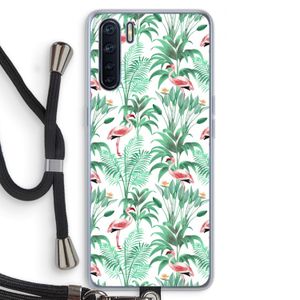 Flamingo bladeren: Oppo A91 Transparant Hoesje met koord