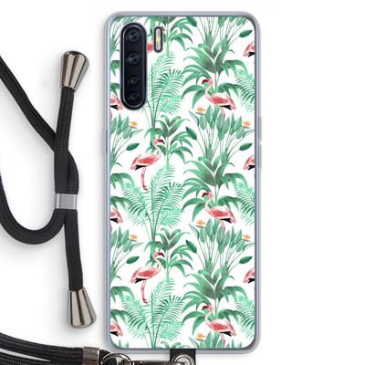 Flamingo bladeren: Oppo A91 Transparant Hoesje met koord