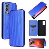 OnePlus Nord 2 5G Flip Case - Koolstofvezel - Blauw