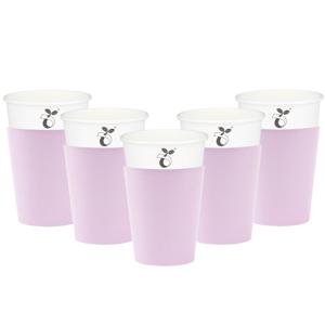 Feestbekers met hoesjes - 24x - lavendel paars - papier - 250ml