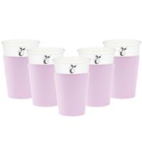 Feestbekers met hoesjes - 24x - lavendel paars - papier - 250ml