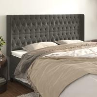 Hoofdbord met randen 183x16x118/128 cm fluweel donkergrijs