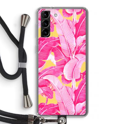 Pink Banana: Samsung Galaxy S21 Plus Transparant Hoesje met koord