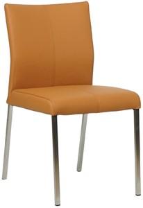 Lichtcognac leren moderne eetkamerstoel Basic - poot vierkant rvs - Toledo Leer Sabbia (lichtcognac leer)