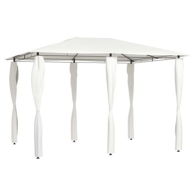 VidaXL Prieel met paalhoezen 160 g/m² 3x4x2,6 m crèmekleurig