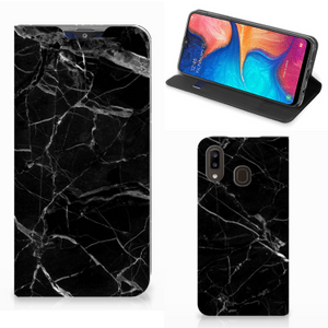 Samsung Galaxy A30 Standcase Marmer Zwart - Origineel Cadeau Vader