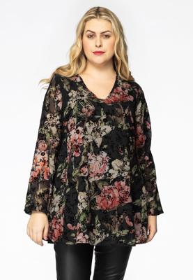 Yoek Tuniek FLOWER FLOCK | Zwart | Maat 54/56