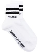 Alexander McQueen chaussettes rayées à logo brodé - Blanc - thumbnail