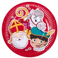 Sinterklaas kartonnen bordjes rood 10x stuks 18 cm   - - thumbnail