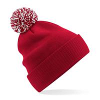 Beechfield Wintermuts met gekleurde Pompon - rood - 100% polyester - volwassenen