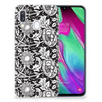 Samsung Galaxy A40 | TPU Case | Black Flowers