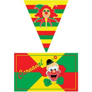 Carnaval versiering pakket - 2x grote vlag en 4x puntvlaggetjes