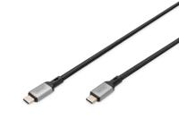 Digitus USB-C-kabel USB 4.0 USB-C stekker 3.00 m Zwart Afscherming gevlochten, Afgeschermd, Scheurbestendig, Rond, 8K UHD DB-300443-030-S - thumbnail