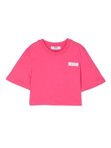 MSGM Kids t-shirt crop en coton à logo imprimé - Rose