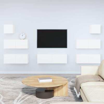 7-delige Tv-meubelset bewerkt hout wit