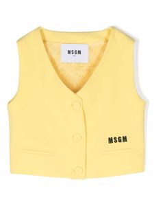 MSGM Kids veston à logo brodé - Jaune