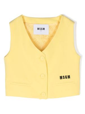 MSGM Kids veston à logo brodé - Jaune MSGM Kids veston à logo brodé - Jaune