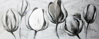 Schilderij - Handgeschilderd - Tulpen 150x60cm - thumbnail